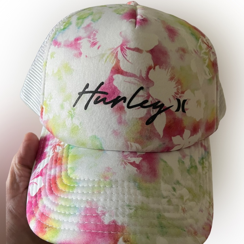 Hurley Icon Script Trucker Hat NWT Tie Dye Mesh Snapback Surf Skater Festival